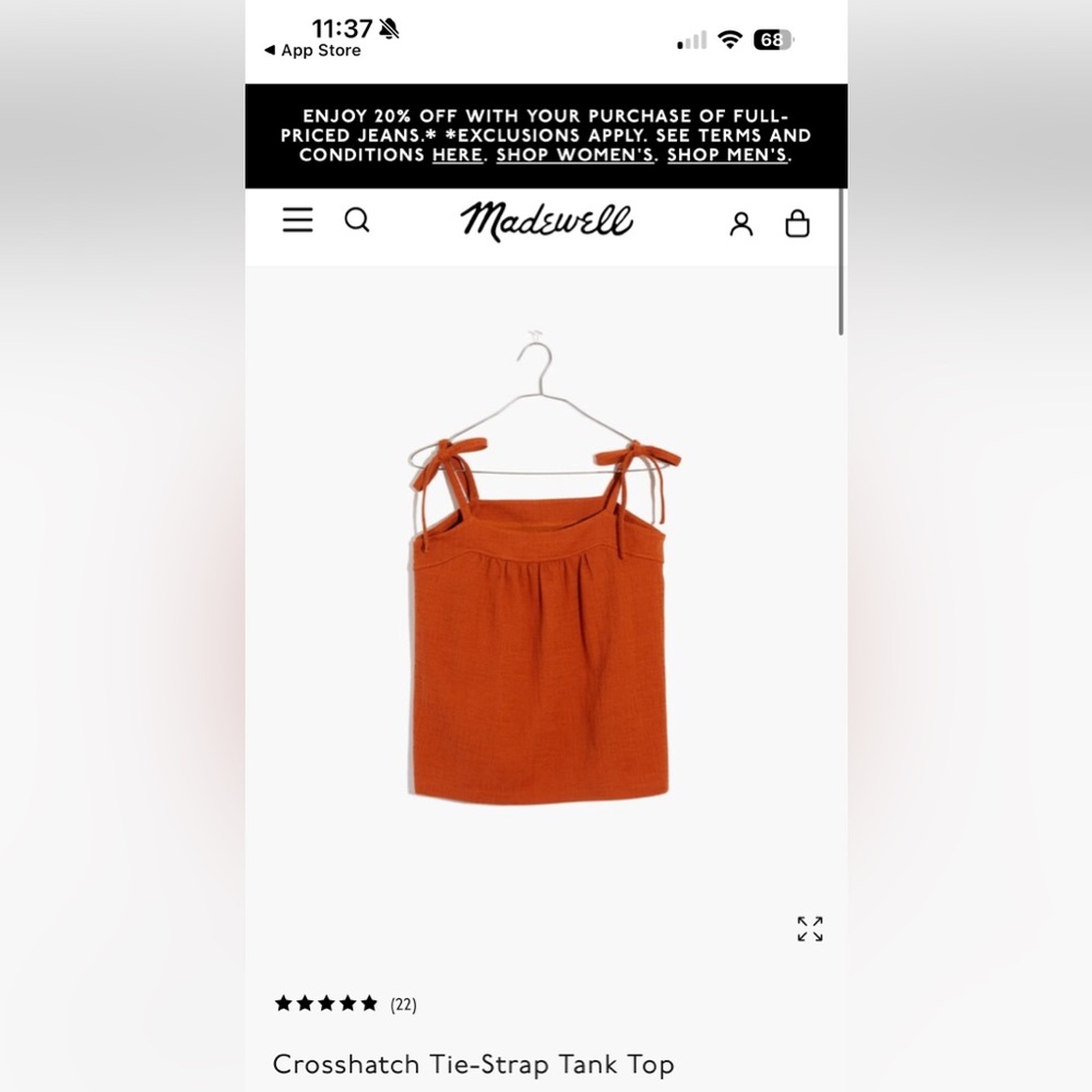 Madewell Rust and bright ivory Tie-Strap Tank Top
(2 articles of clothing)